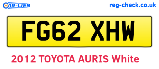 FG62XHW are the vehicle registration plates.