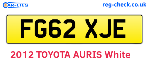 FG62XJE are the vehicle registration plates.