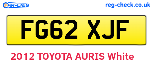 FG62XJF are the vehicle registration plates.
