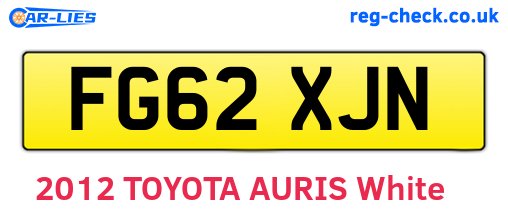 FG62XJN are the vehicle registration plates.