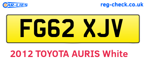 FG62XJV are the vehicle registration plates.