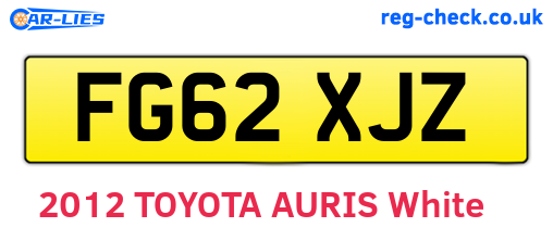 FG62XJZ are the vehicle registration plates.