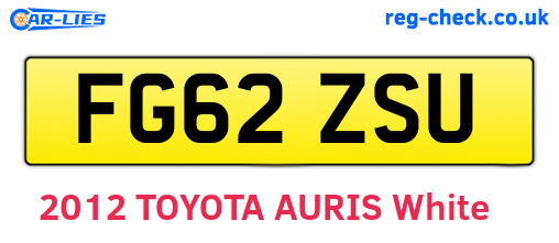 FG62ZSU are the vehicle registration plates.