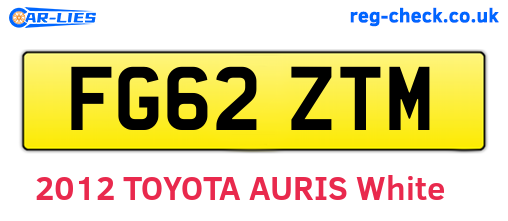 FG62ZTM are the vehicle registration plates.