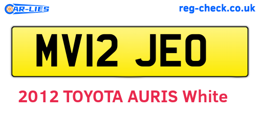 MV12JEO are the vehicle registration plates.