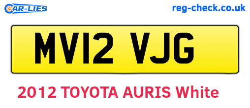 MV12VJG are the vehicle registration plates.
