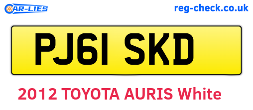 PJ61SKD are the vehicle registration plates.