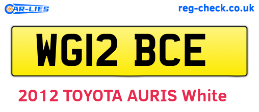 WG12BCE are the vehicle registration plates.