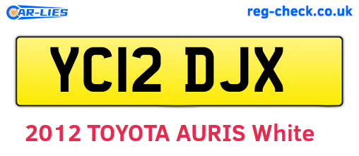 YC12DJX are the vehicle registration plates.