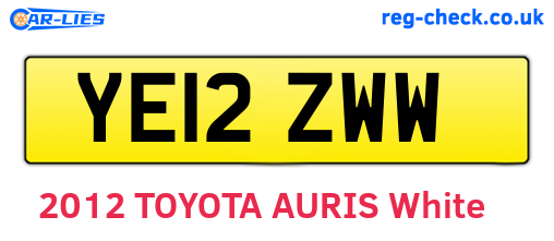 YE12ZWW are the vehicle registration plates.