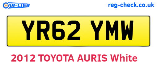YR62YMW are the vehicle registration plates.