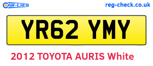 YR62YMY are the vehicle registration plates.