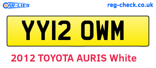 YY12OWM are the vehicle registration plates.