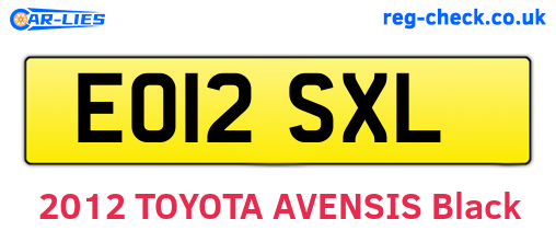 EO12SXL are the vehicle registration plates.