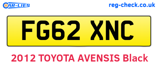 FG62XNC are the vehicle registration plates.