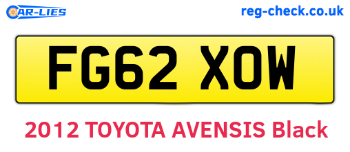 FG62XOW are the vehicle registration plates.