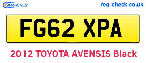 FG62XPA are the vehicle registration plates.