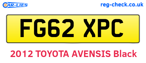 FG62XPC are the vehicle registration plates.