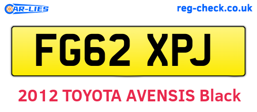 FG62XPJ are the vehicle registration plates.