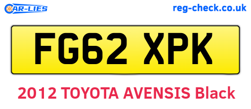 FG62XPK are the vehicle registration plates.