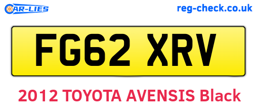 FG62XRV are the vehicle registration plates.