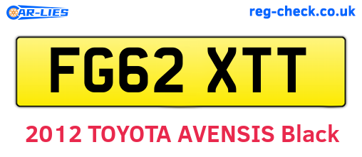 FG62XTT are the vehicle registration plates.