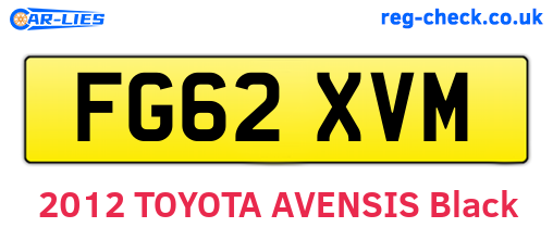 FG62XVM are the vehicle registration plates.