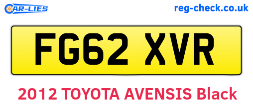 FG62XVR are the vehicle registration plates.