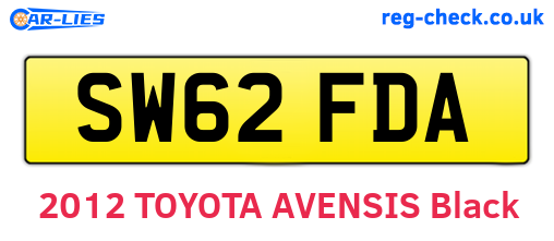 SW62FDA are the vehicle registration plates.
