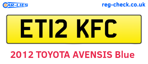 ET12KFC are the vehicle registration plates.