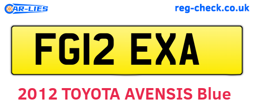 FG12EXA are the vehicle registration plates.