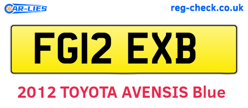 FG12EXB are the vehicle registration plates.