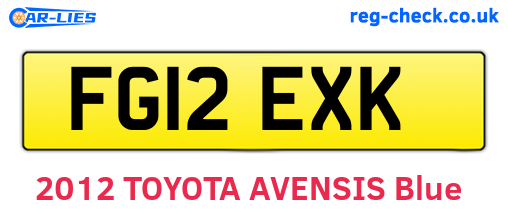 FG12EXK are the vehicle registration plates.