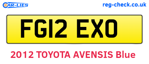 FG12EXO are the vehicle registration plates.