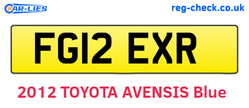 FG12EXR are the vehicle registration plates.