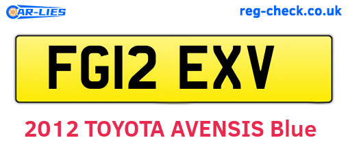 FG12EXV are the vehicle registration plates.