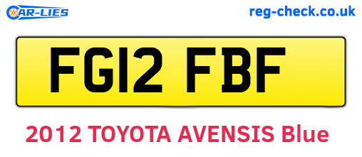 FG12FBF are the vehicle registration plates.
