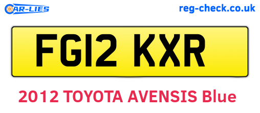 FG12KXR are the vehicle registration plates.