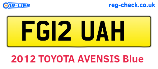 FG12UAH are the vehicle registration plates.