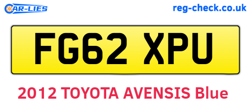 FG62XPU are the vehicle registration plates.
