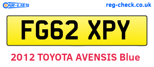 FG62XPY are the vehicle registration plates.