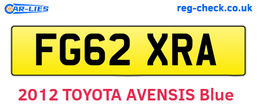 FG62XRA are the vehicle registration plates.