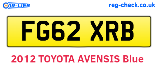 FG62XRB are the vehicle registration plates.