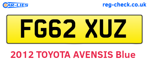 FG62XUZ are the vehicle registration plates.