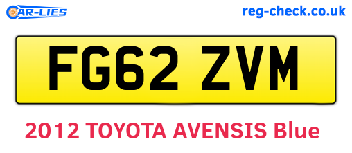 FG62ZVM are the vehicle registration plates.