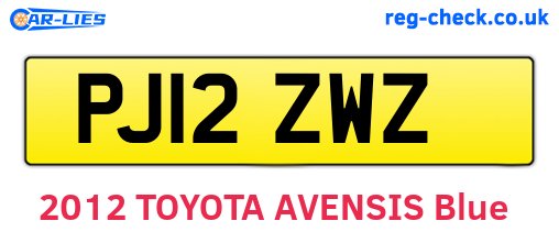 PJ12ZWZ are the vehicle registration plates.