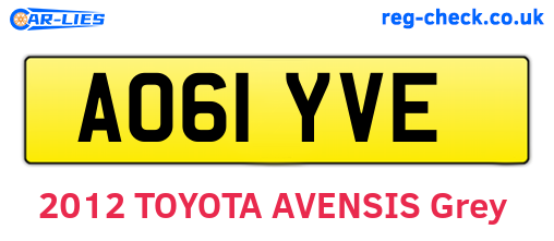 AO61YVE are the vehicle registration plates.