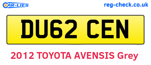 DU62CEN are the vehicle registration plates.
