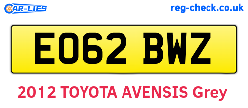 EO62BWZ are the vehicle registration plates.
