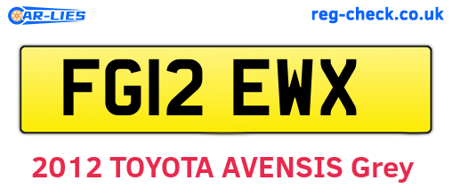 FG12EWX are the vehicle registration plates.